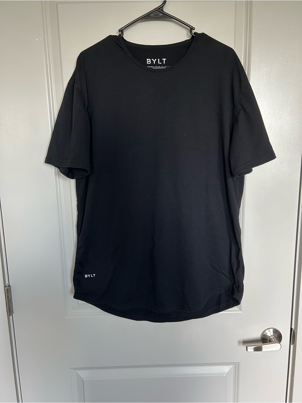 BYLT Basics Black Short-Sleeve Drop Cut Crew Tee